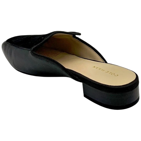 Cole Haan Women's Perley velvet & leather Flat Mule Black - Picture 8 of 8